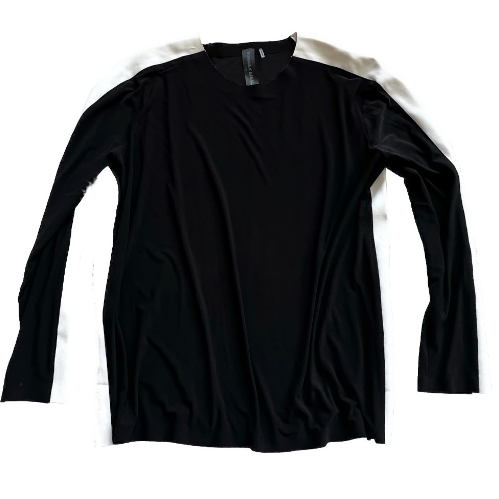 NORMA KAMALI COLOR BLOCKED LONG SLEEVE TOP SIZE LARGE MODERN ARTSY CONTEMPORARY